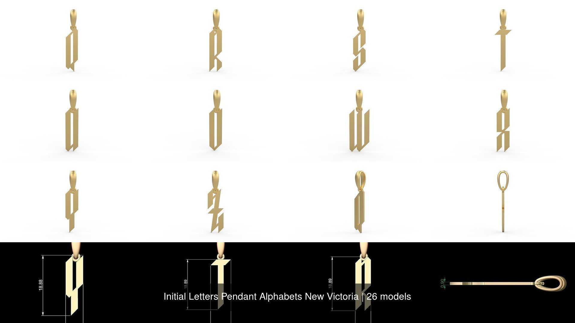 Initial Letters Pendant Alphabets New Victoria 3D Model Collection_2