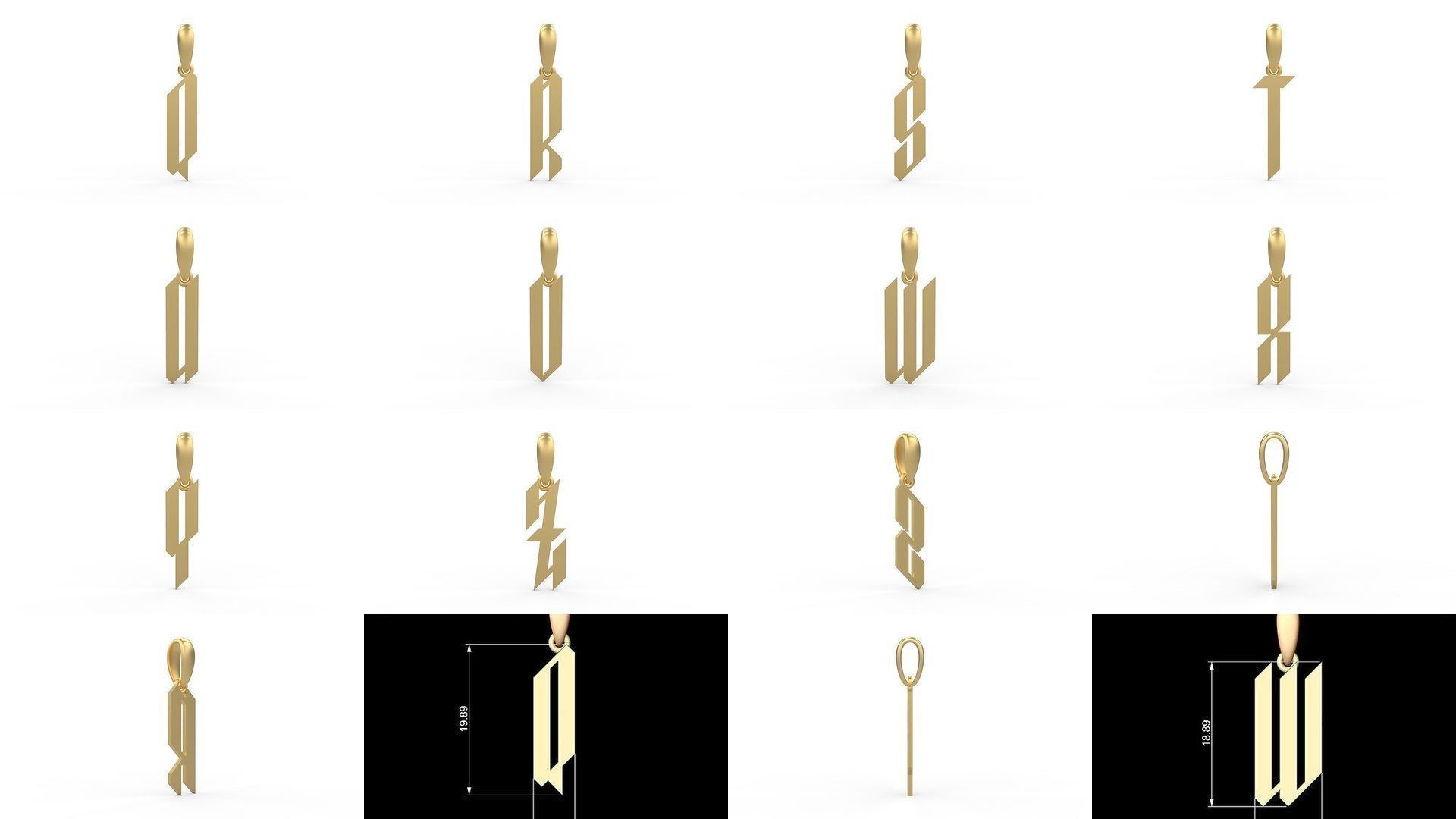 Initial Letters Pendant Alphabets New Victoria 3D Model Collection_1