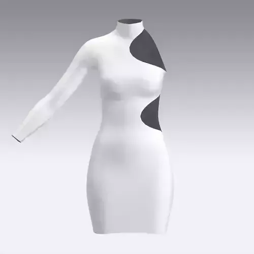 DRESS WHITE PANELED LOOK ASYMETRIC DRESS