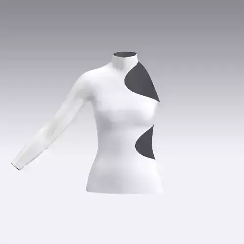 BLOUSE WHITE PANELED LOOK ASYMETRIC LOOK