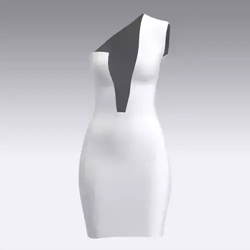 DRESS  WHITE ASYMETRIC LOOK MODERN STYLE