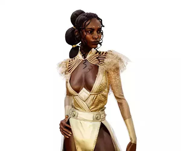 Sybil - high fashion black woman  Low-poly 3D model