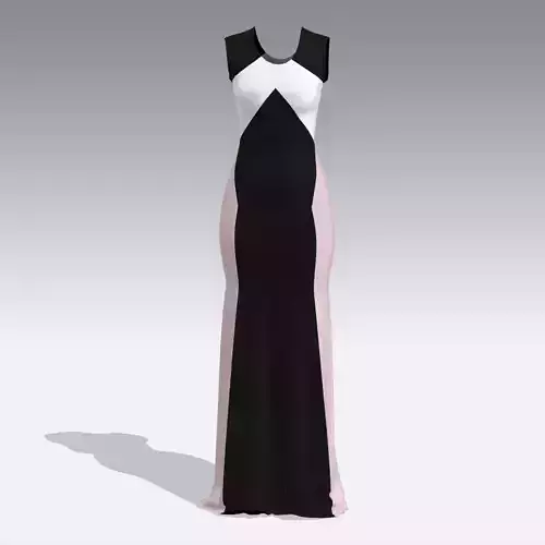 DRESS BLACK AND WHITE LOOK STYLE LONG DRESS