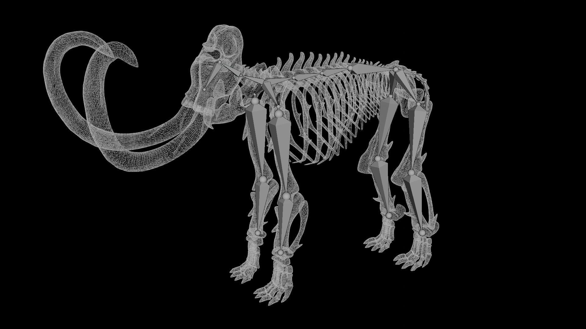 Mammoth skeleton Low-poly 3D model_7
