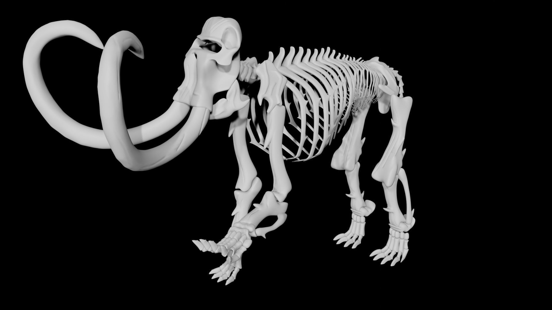 Mammoth skeleton Low-poly 3D model_1