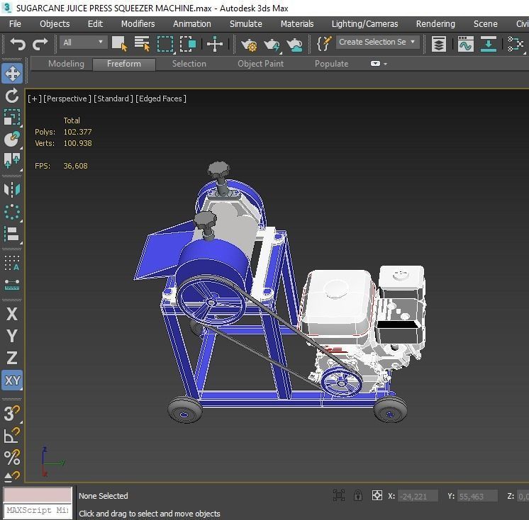 SUGARCANE JUICE PRESS SQUEEZER MACHINE 3D model_8