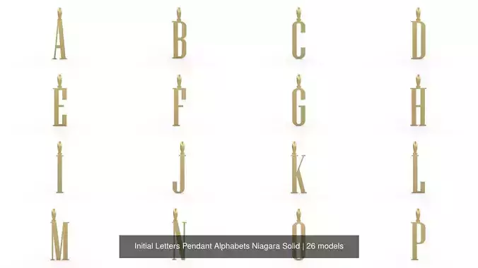 Initial Letters Pendant Alphabets Niagara Solid 3D Model Collection