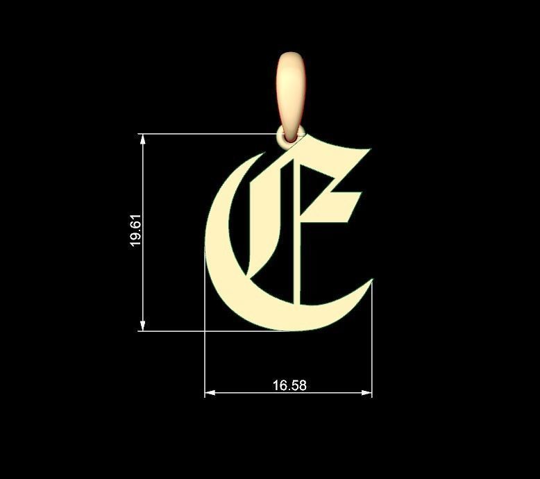 Initial Letters Pendant Old London E 3D print model_4
