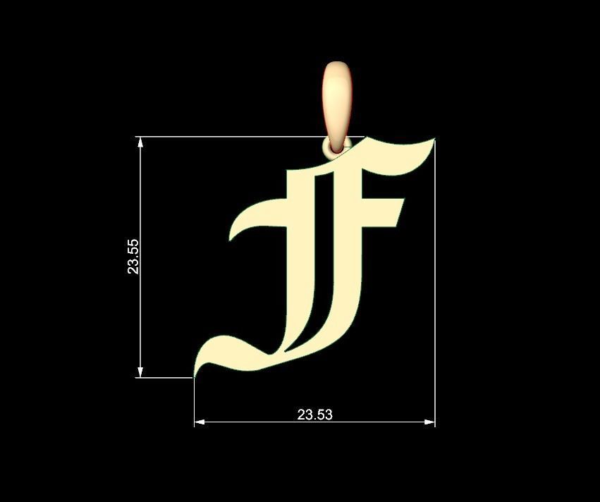 Initial Letters Pendant Old London F 3D print model_4