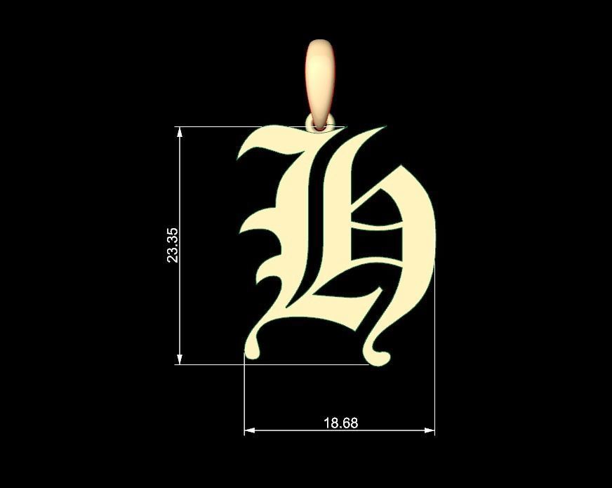 Initial Letters Pendant Old London H 3D print model_4