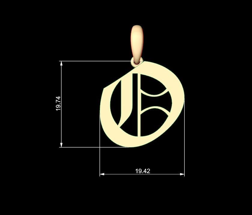 Initial Letters Pendant Old London O 3D print model_4