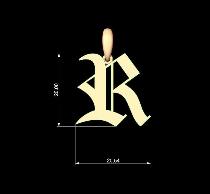 Initial Letters Pendant Old London R 3D print model_4