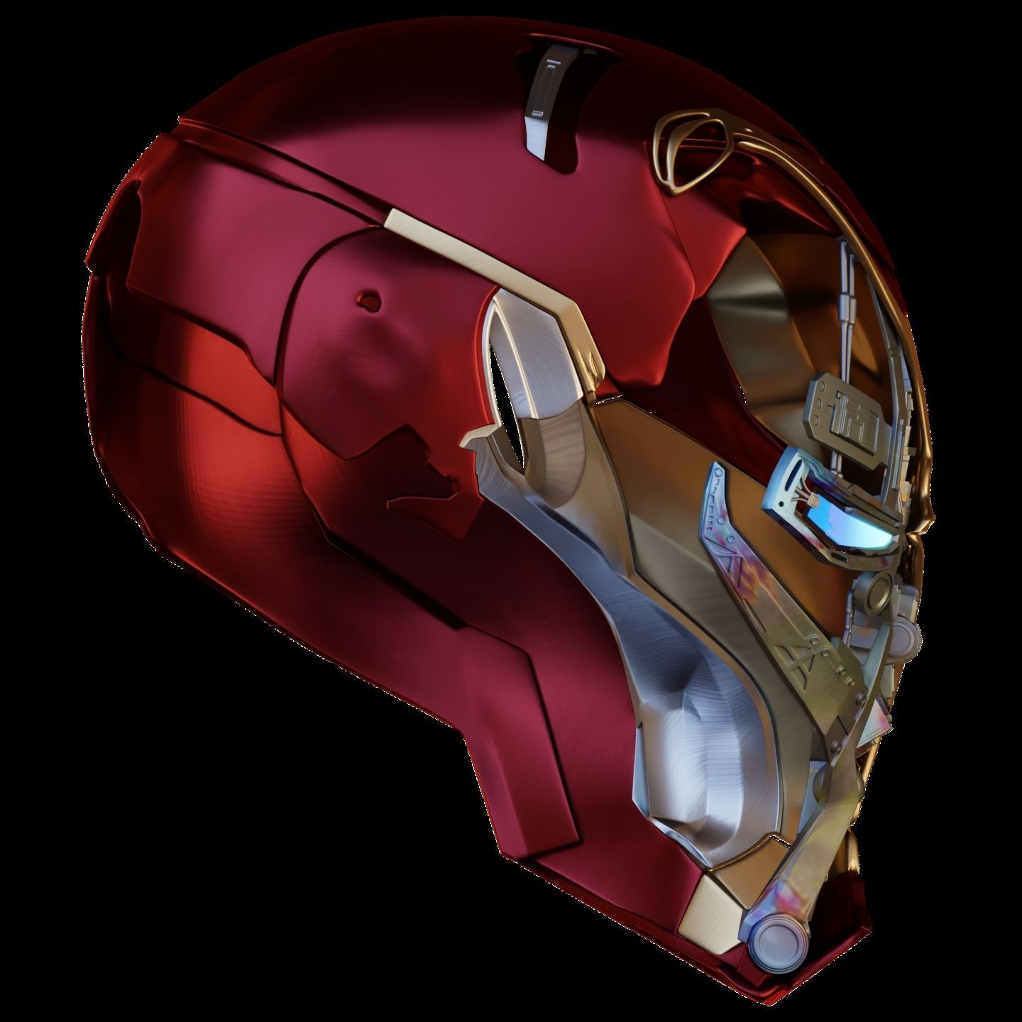 Battle Damaged Mark 50 Helmet 3D Model 3D print model_5
