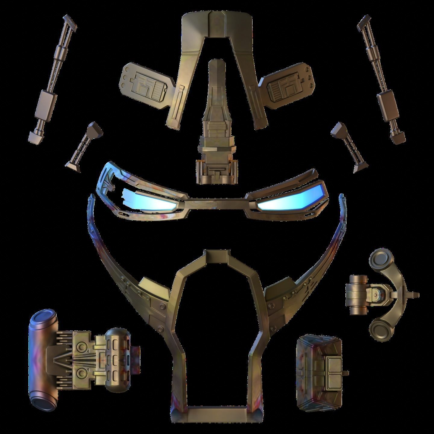 Battle Damaged Mark 50 Helmet 3D Model 3D print model_4