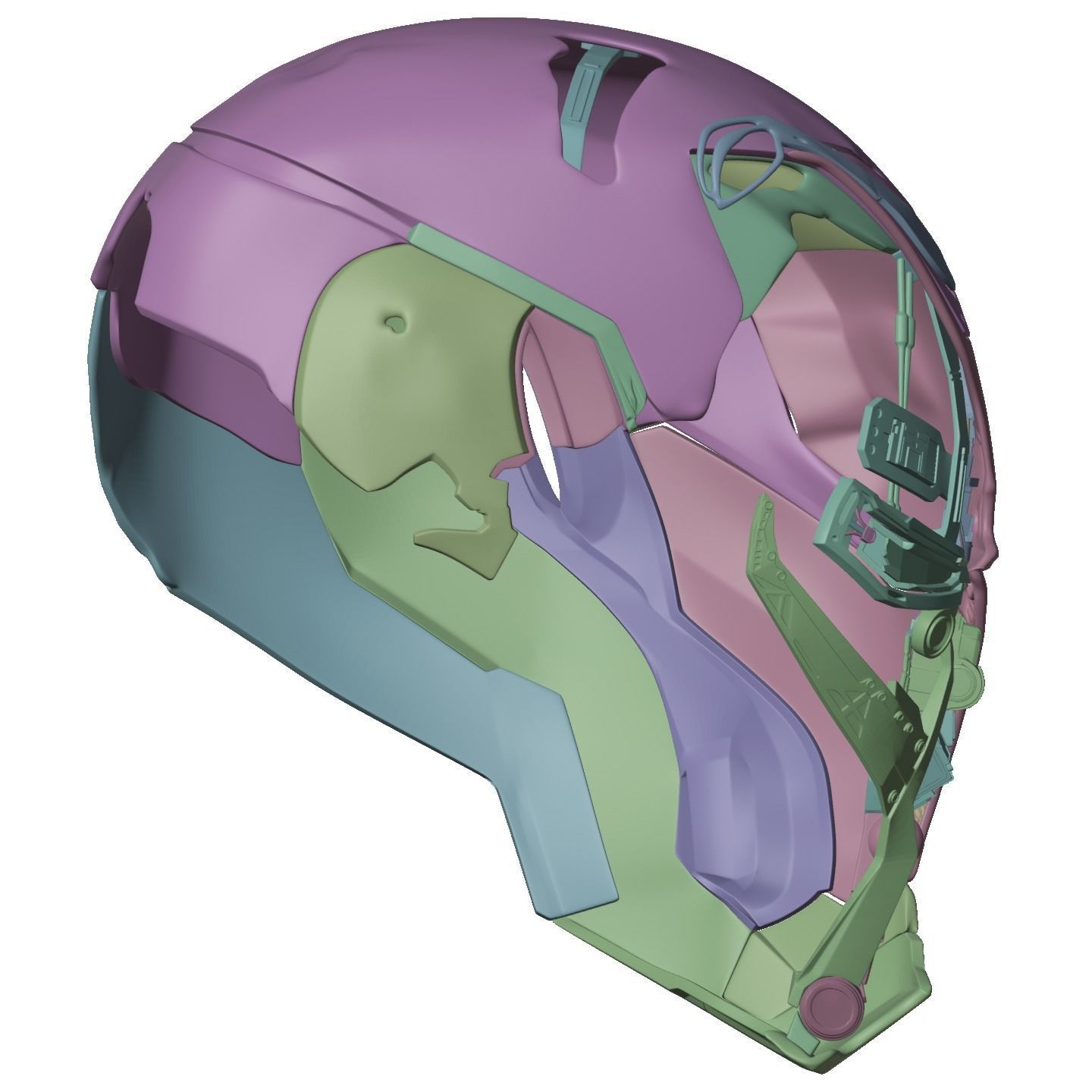Battle Damaged Mark 50 Helmet 3D Model 3D print model_9