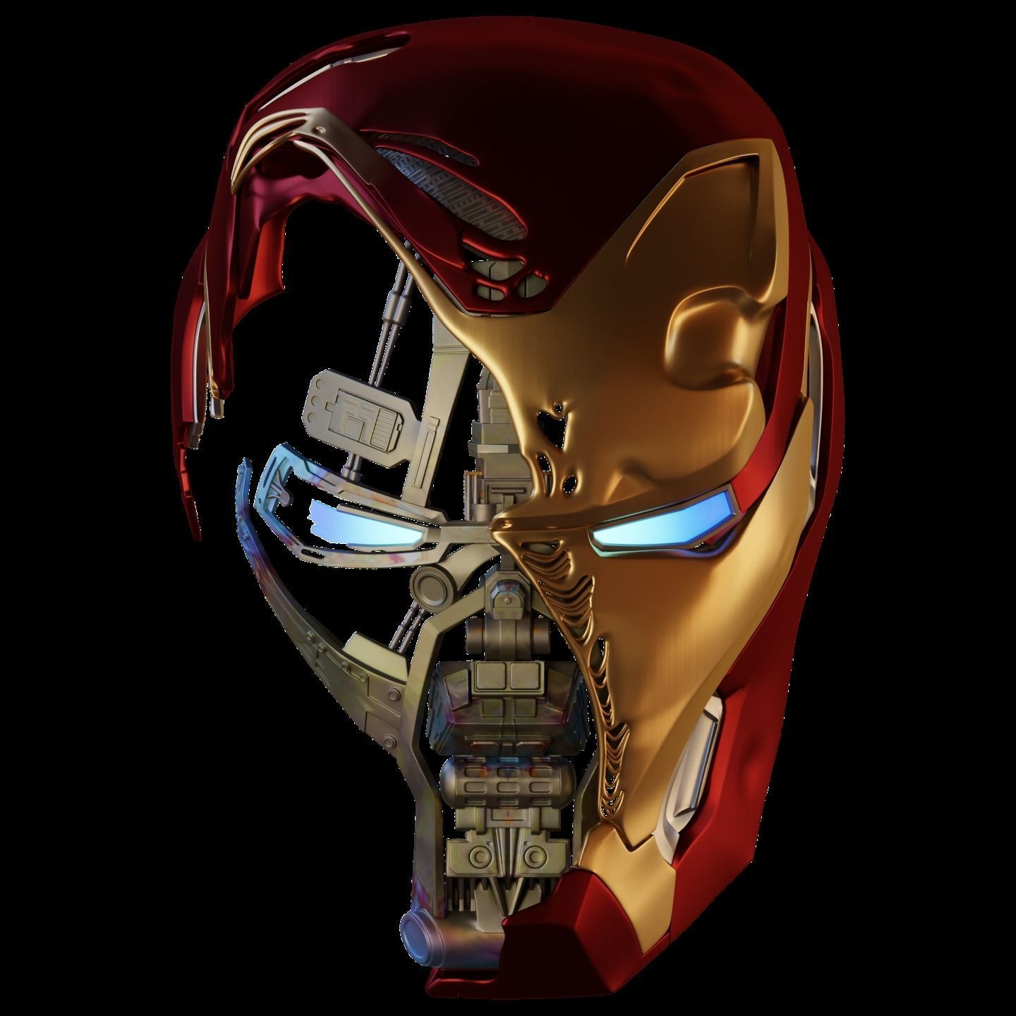 Battle Damaged Mark 50 Helmet 3D Model 3D print model_1