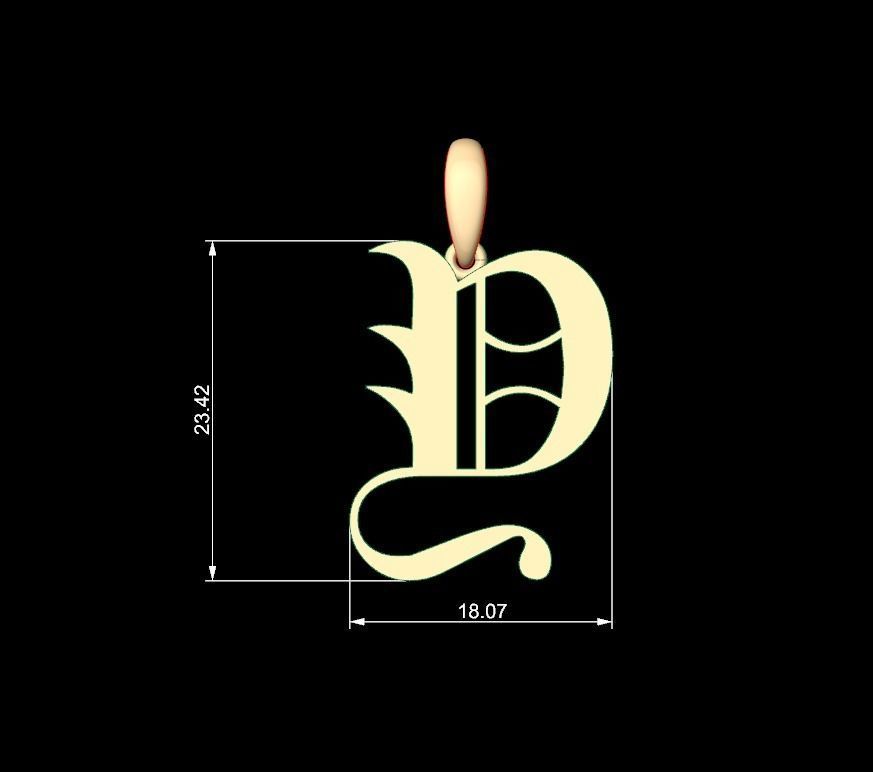 Initial Letters Pendant Old London Y 3D print model_4