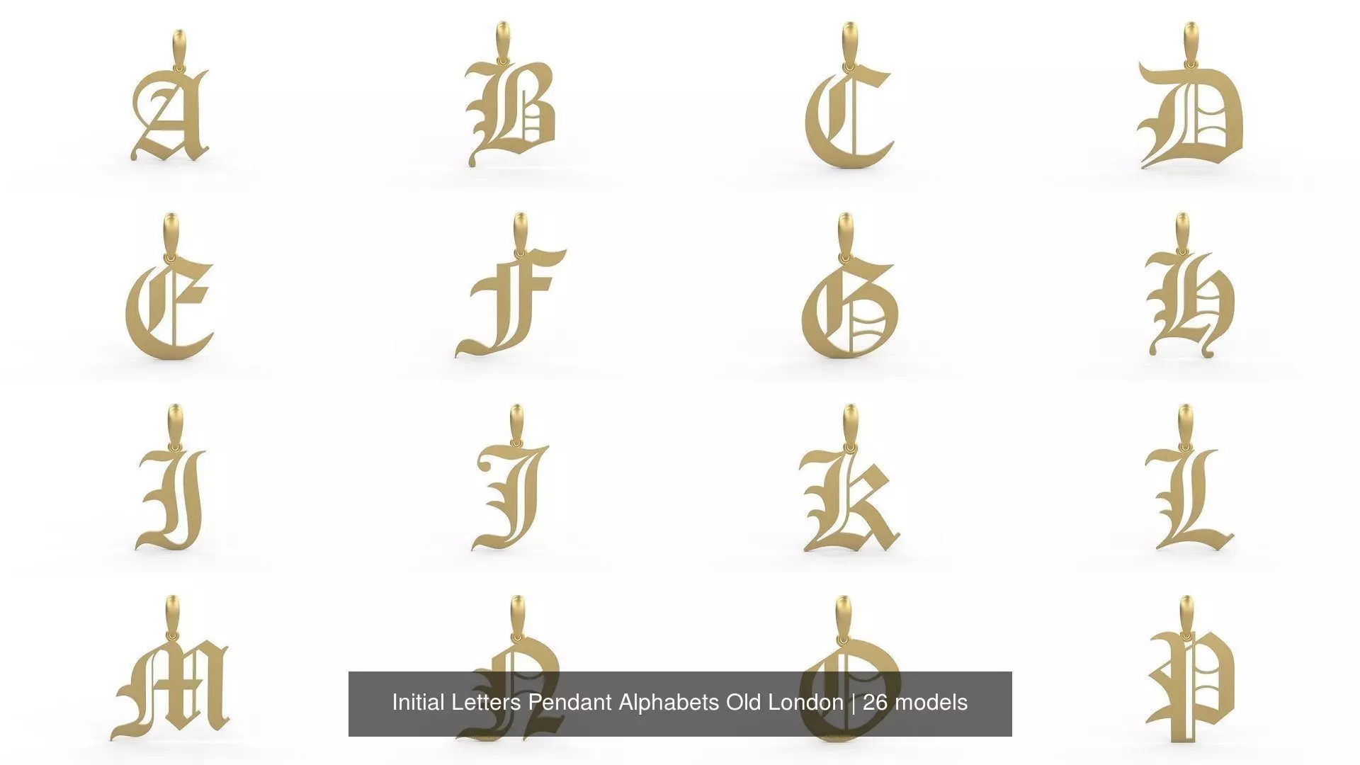 Initial Letters Pendant Alphabets Old London 3D Model Collection_0