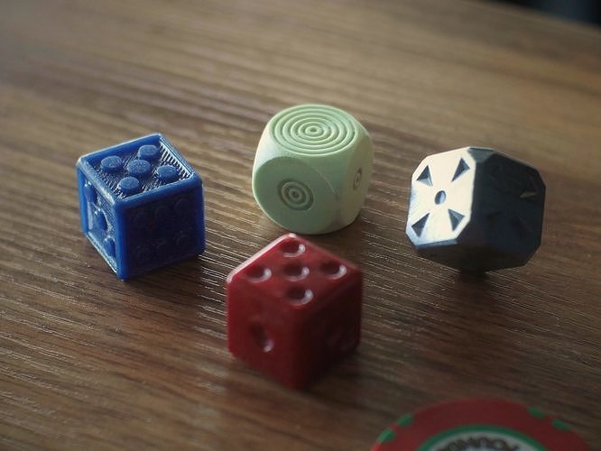 Dice set on wooden table 3D print model