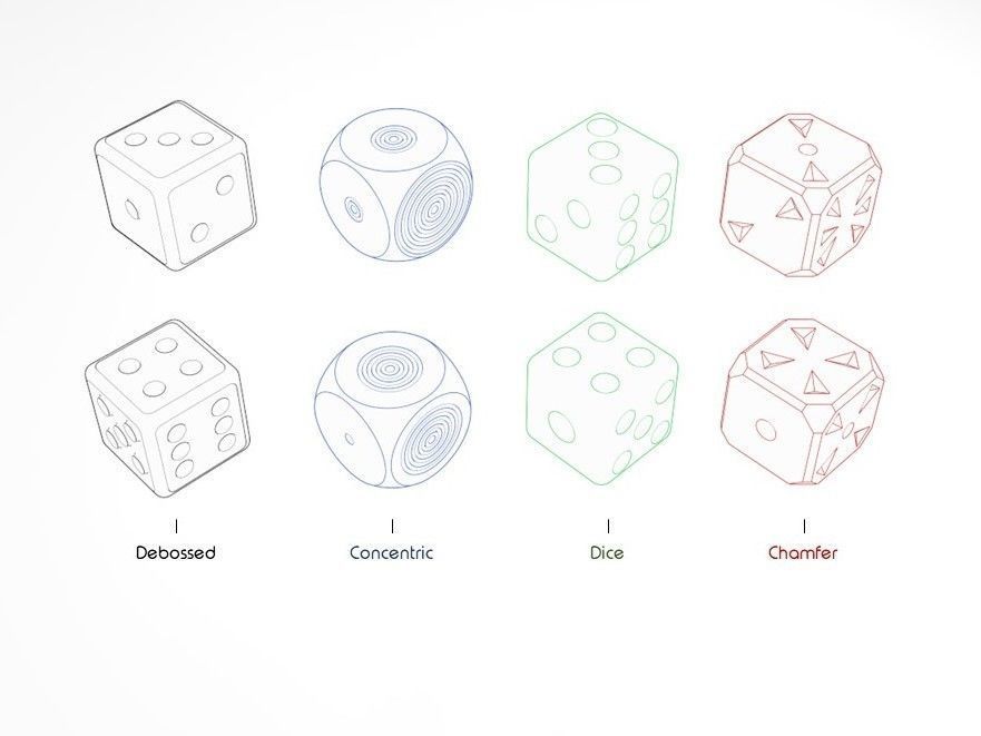 Dice set on wooden table 3D print model_3