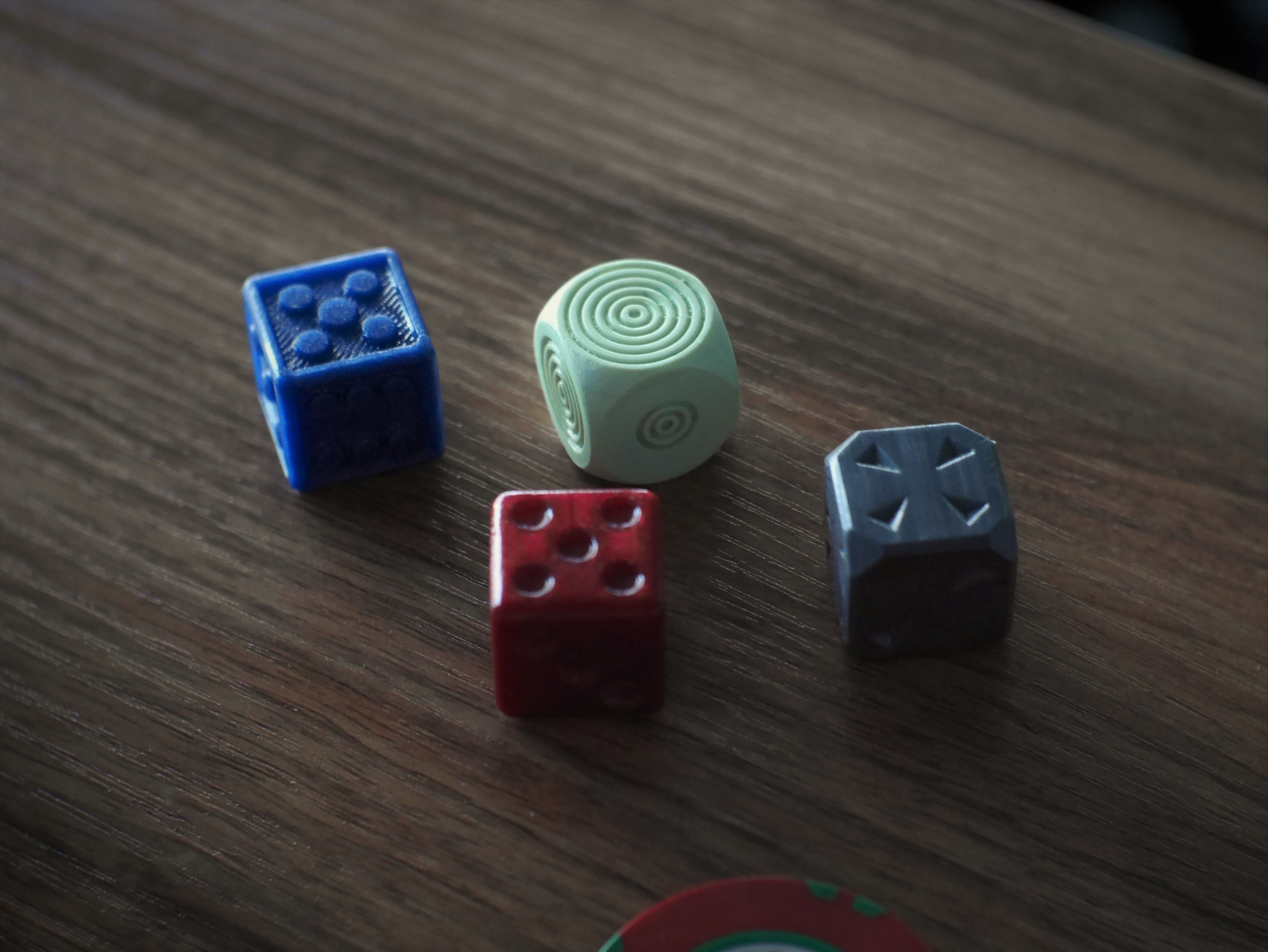 Dice set on wooden table 3D print model_2
