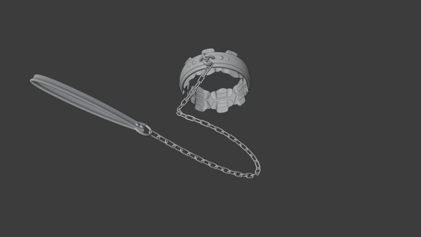 VR Collar with Leash Chain RIGGED Low-poly 3D model_3