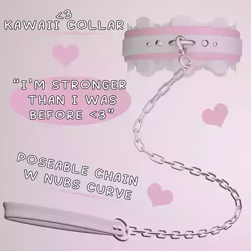 VR Collar with Leash Chain RIGGED Low-poly 3D model