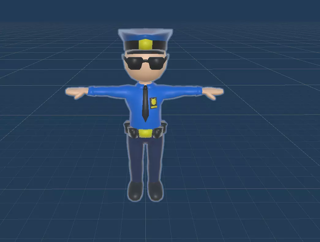 stickman  Police officer Low-poly 3D model_0