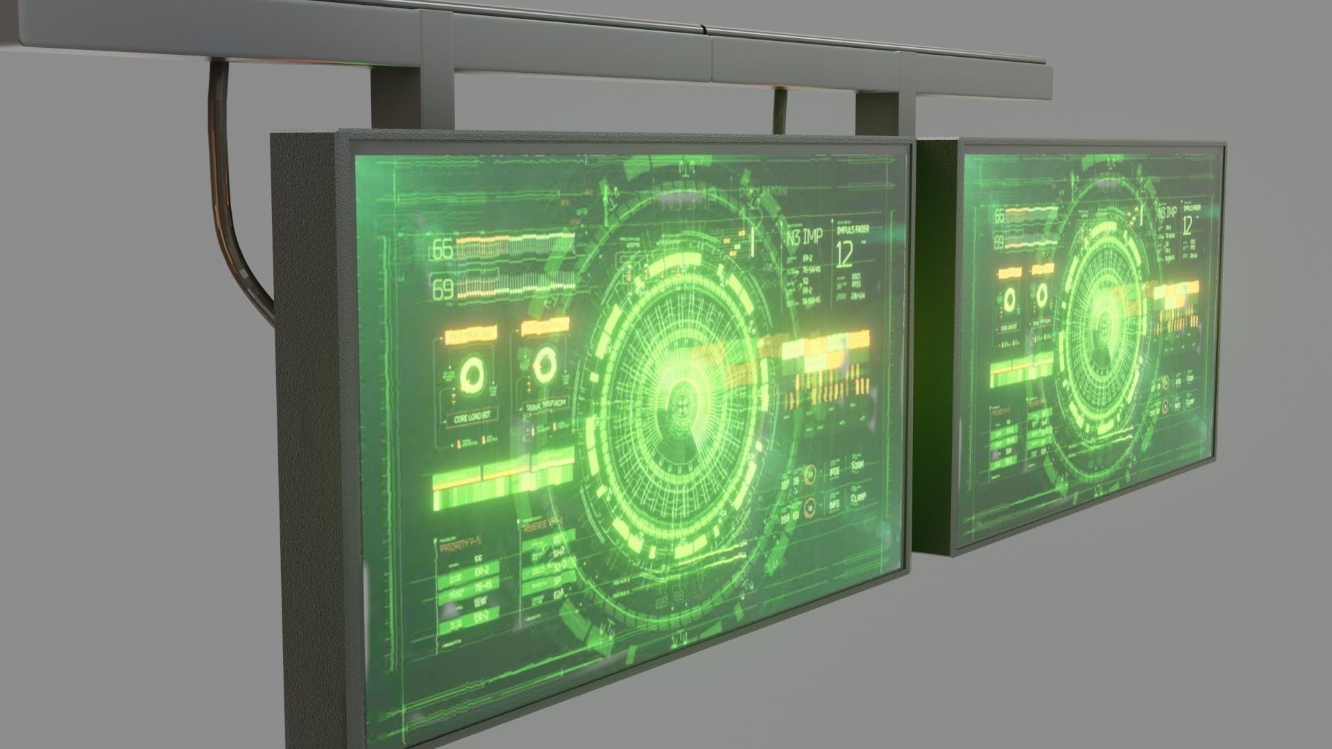 Sci-Fi Monitors - Low poly - Game Ready - PBR Low-poly 3D model_2