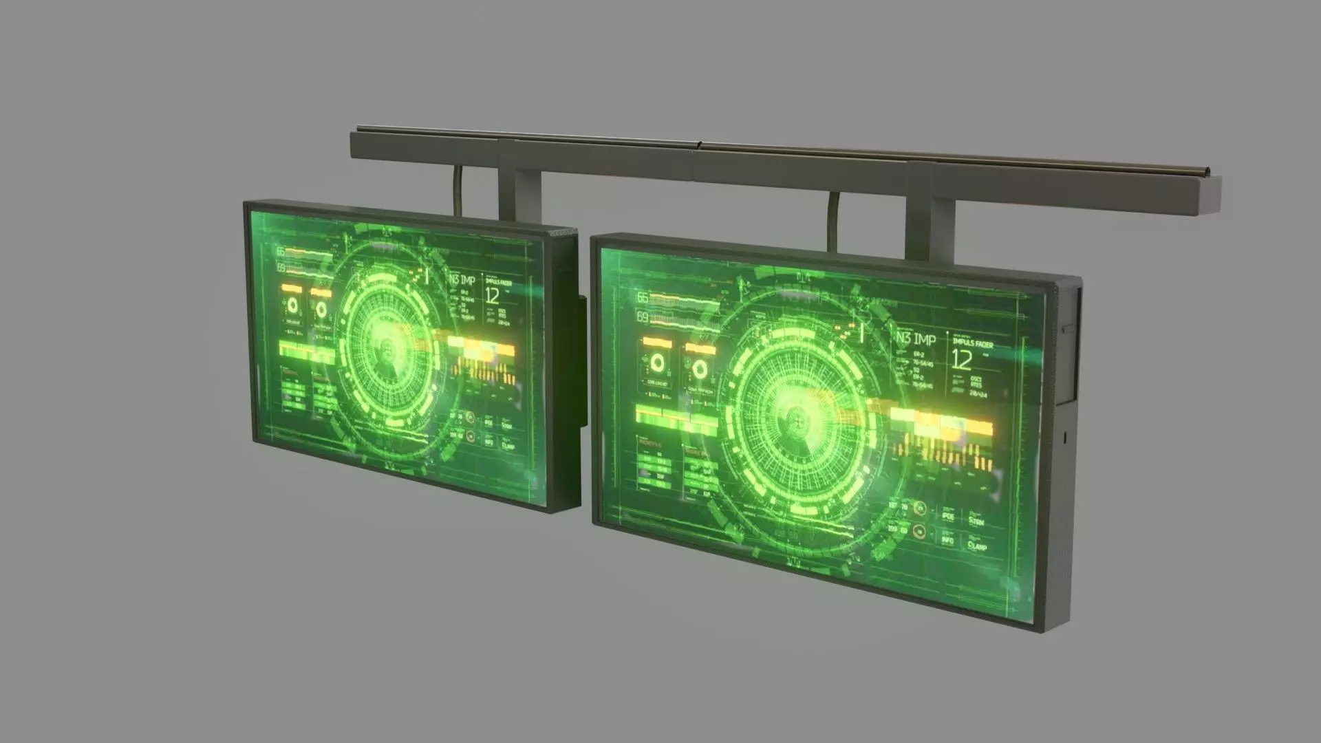 Sci-Fi Monitors - Low poly - Game Ready - PBR Low-poly 3D model_0