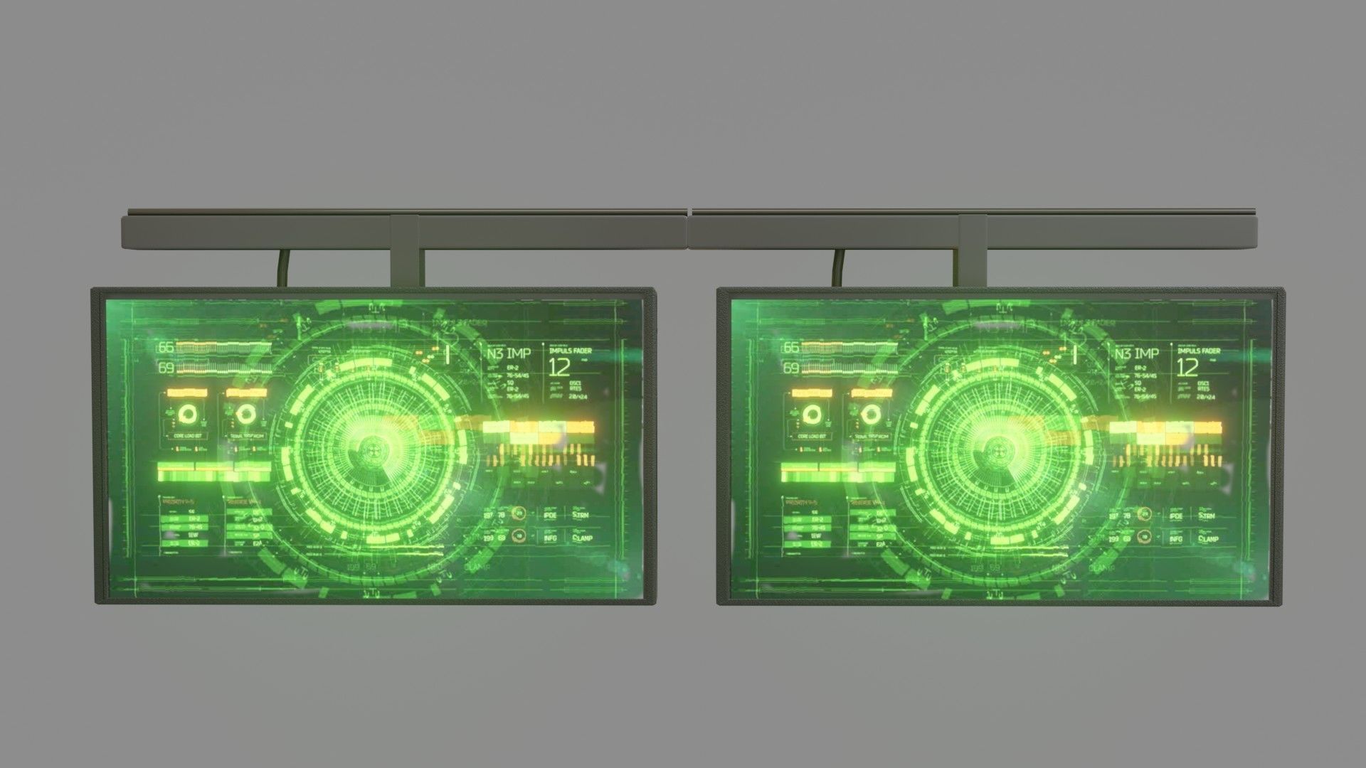 Sci-Fi Monitors - Low poly - Game Ready - PBR Low-poly 3D model_1
