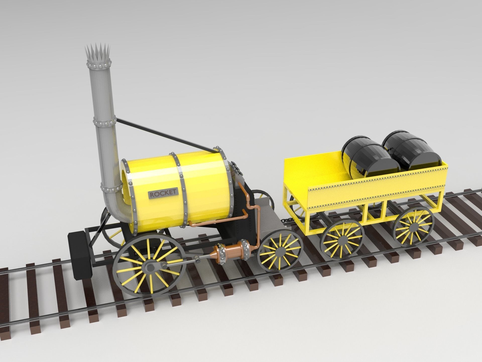 Stephenson Rocket Low-poly 3D model_1