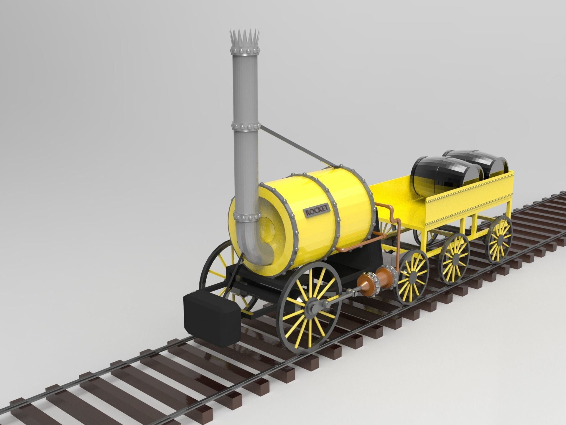 Stephenson Rocket Low-poly 3D model_0