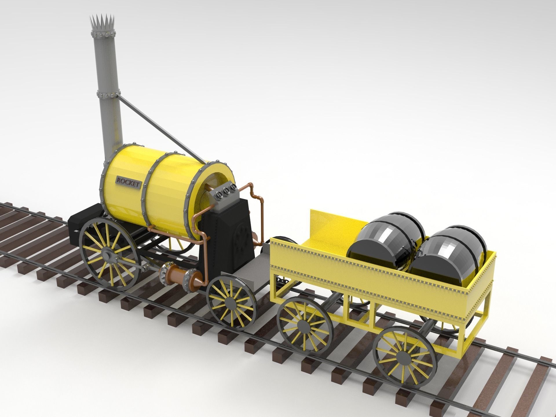 Stephenson Rocket Low-poly 3D model_3