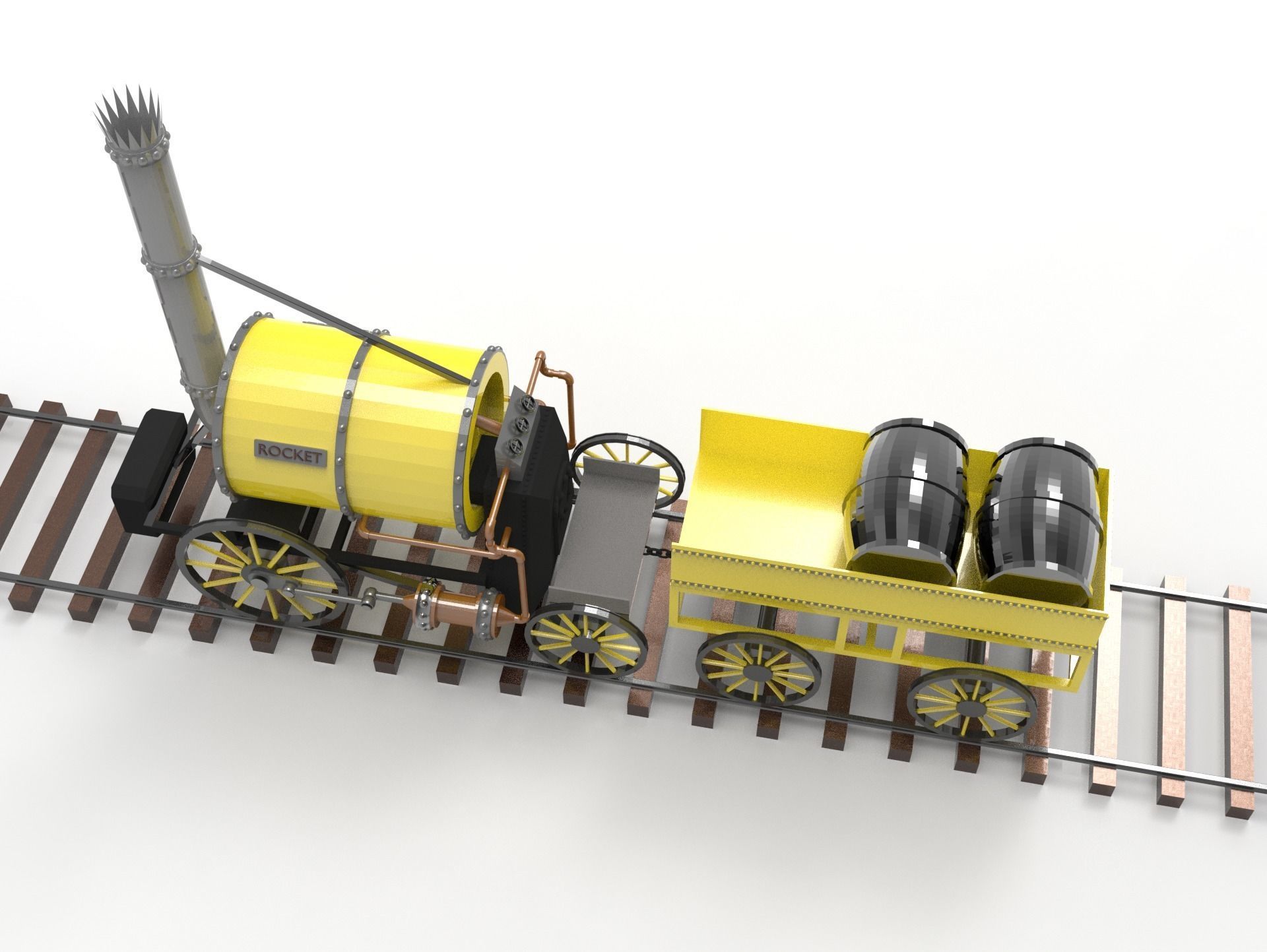 Stephenson Rocket Low-poly 3D model_4