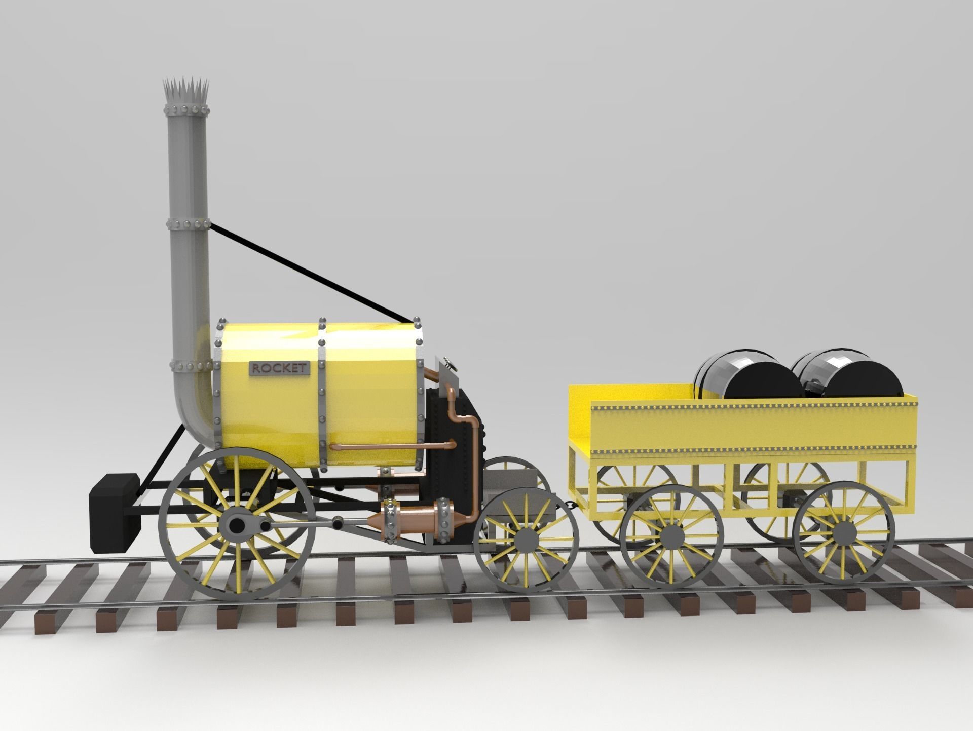 Stephenson Rocket Low-poly 3D model_2