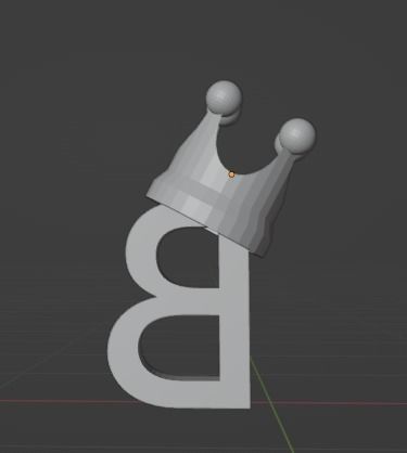 B Initial with Crown Pendant 3D print model_1