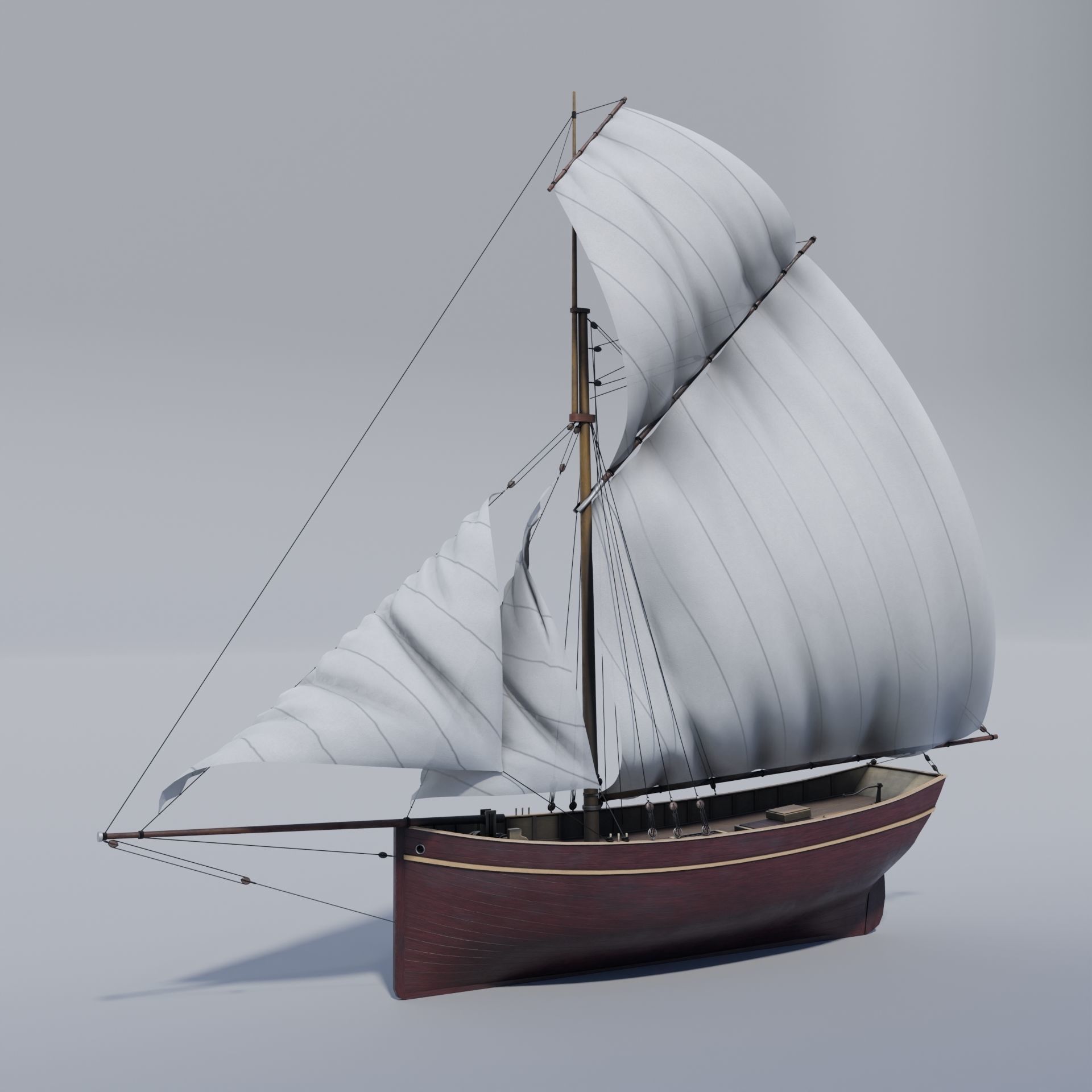 Schooner Low-poly 3D model