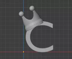 C Intial with Crown pendant 3D print model_0