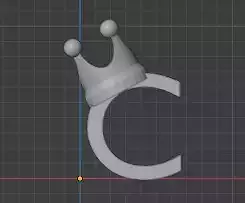 C Intial with Crown pendant 3D print model