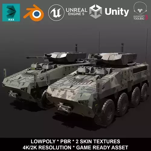 BARYS 8x8 Armoured Wheeled Vehicle Low-poly 3D model