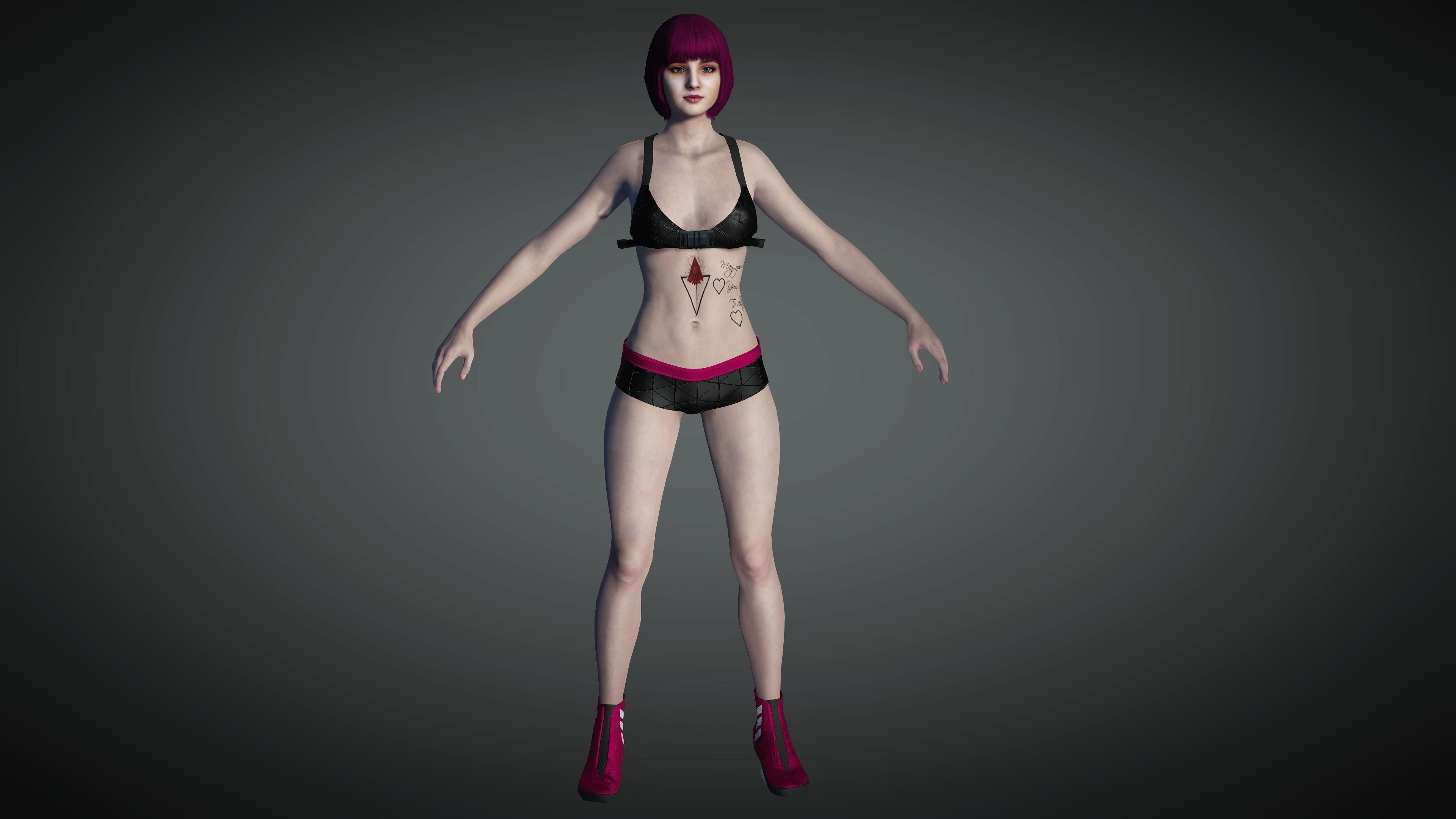 AAA Cyber Punk Female Character 02 Low-poly 3D model_9