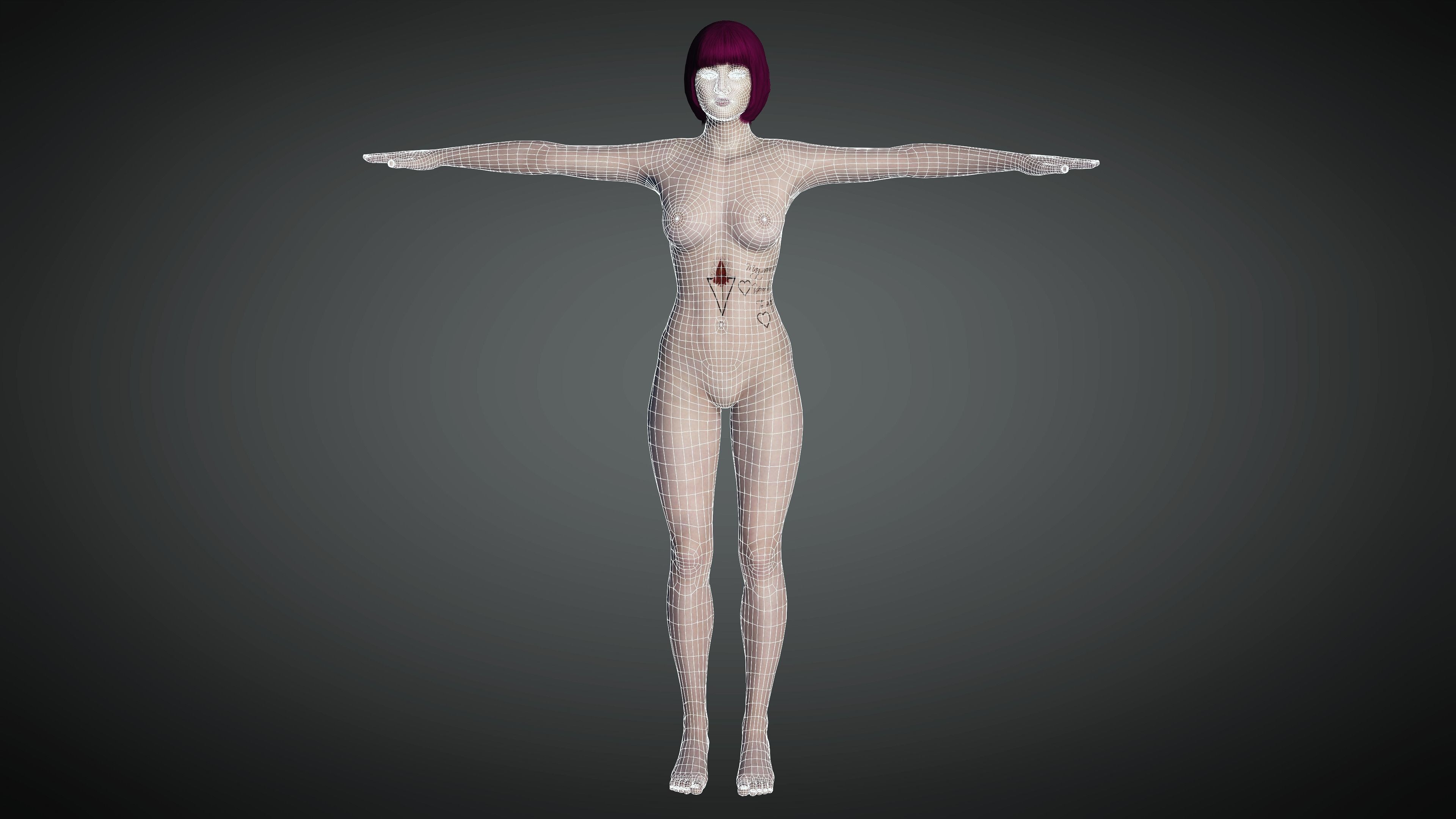 AAA Cyber Punk Female Character 02 Low-poly 3D model_26
