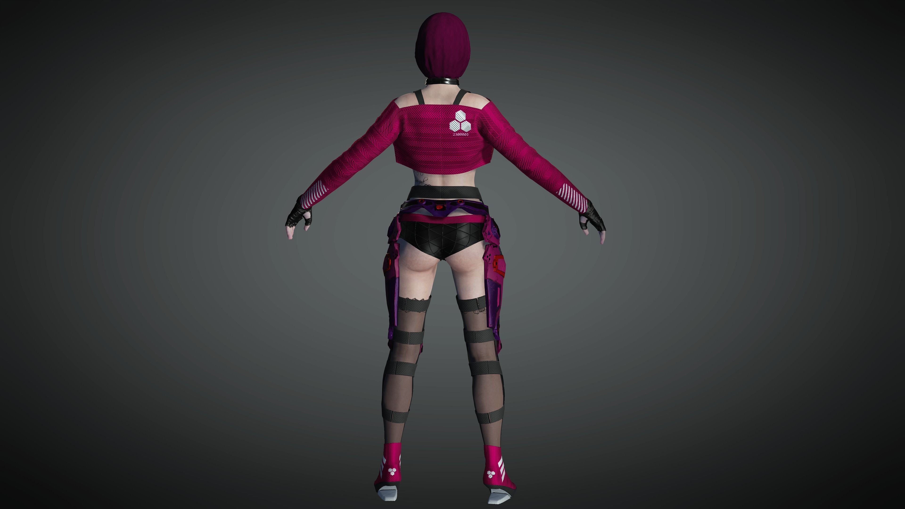 AAA Cyber Punk Female Character 02 Low-poly 3D model_13