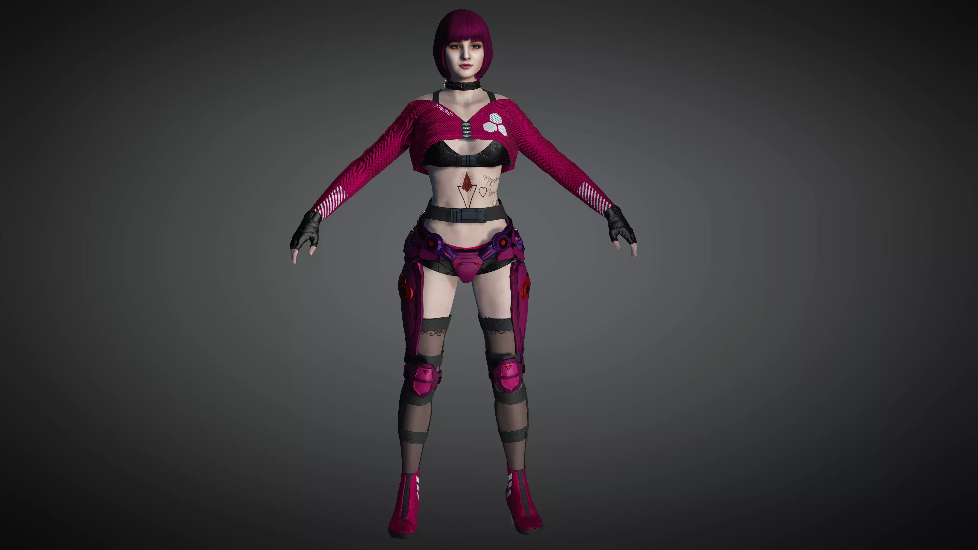 AAA Cyber Punk Female Character 02 Low-poly 3D model_0