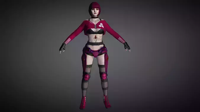 AAA Cyber Punk Female Character 02 Low-poly 3D model