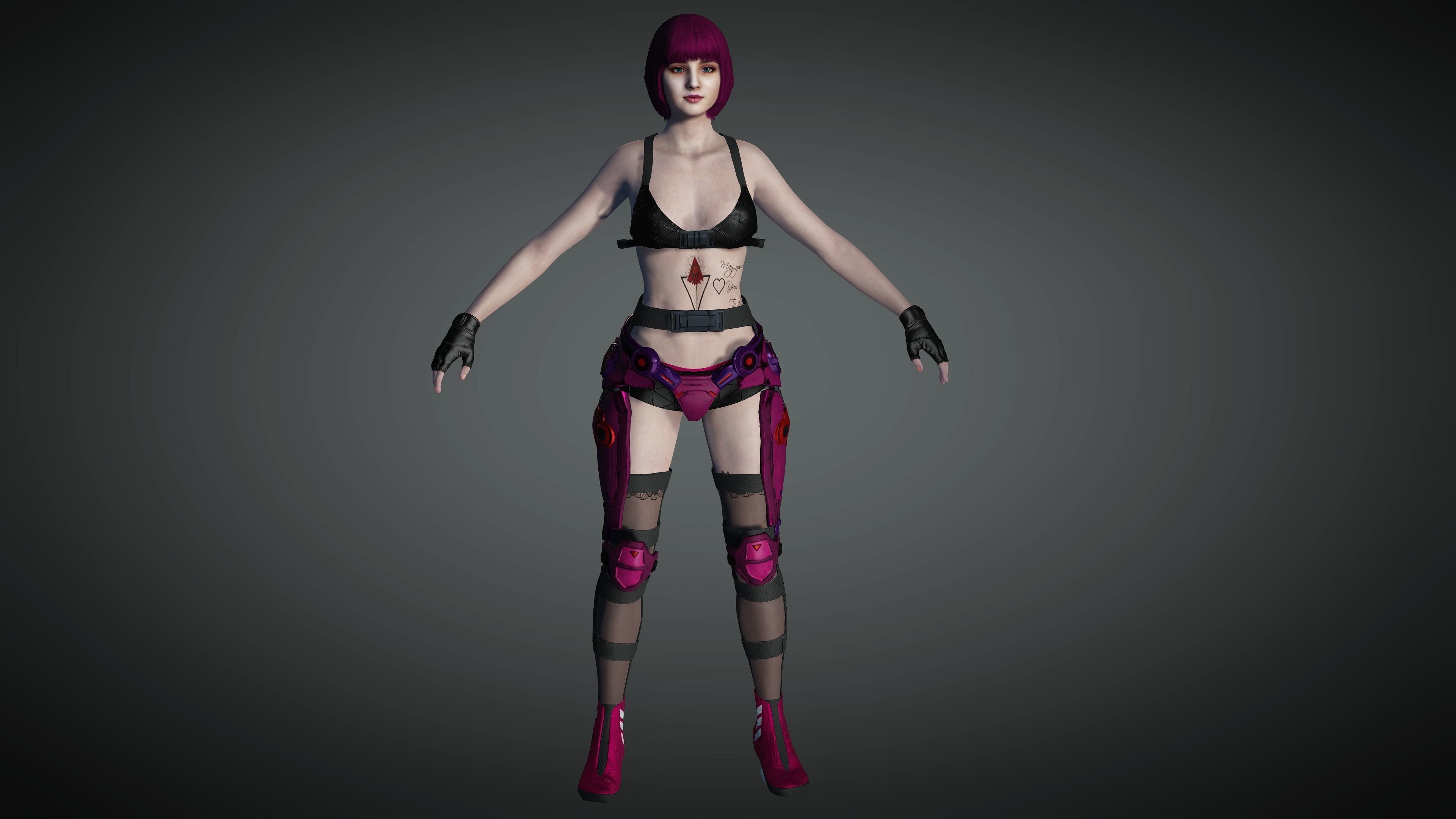 AAA Cyber Punk Female Character 02 Low-poly 3D model_5