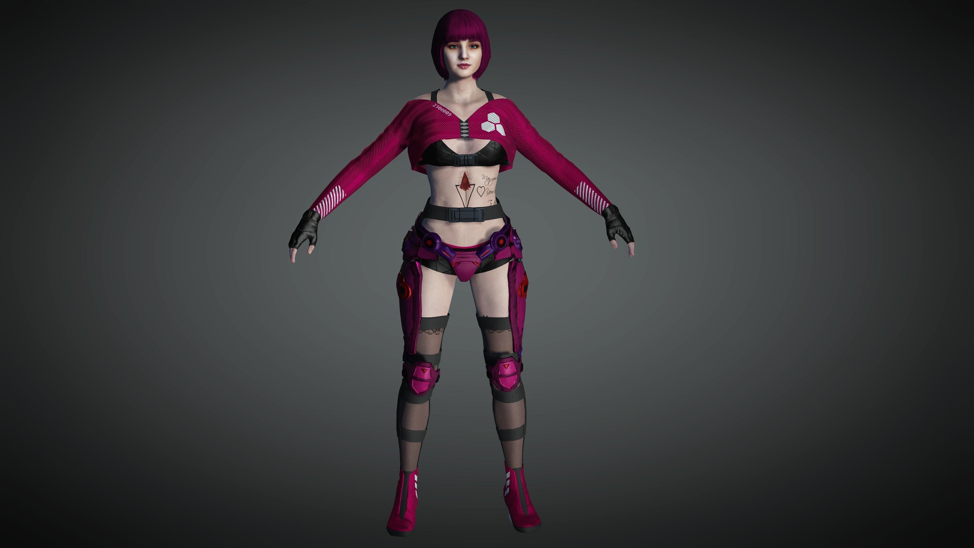AAA Cyber Punk Female Character 02 Low-poly 3D model_4