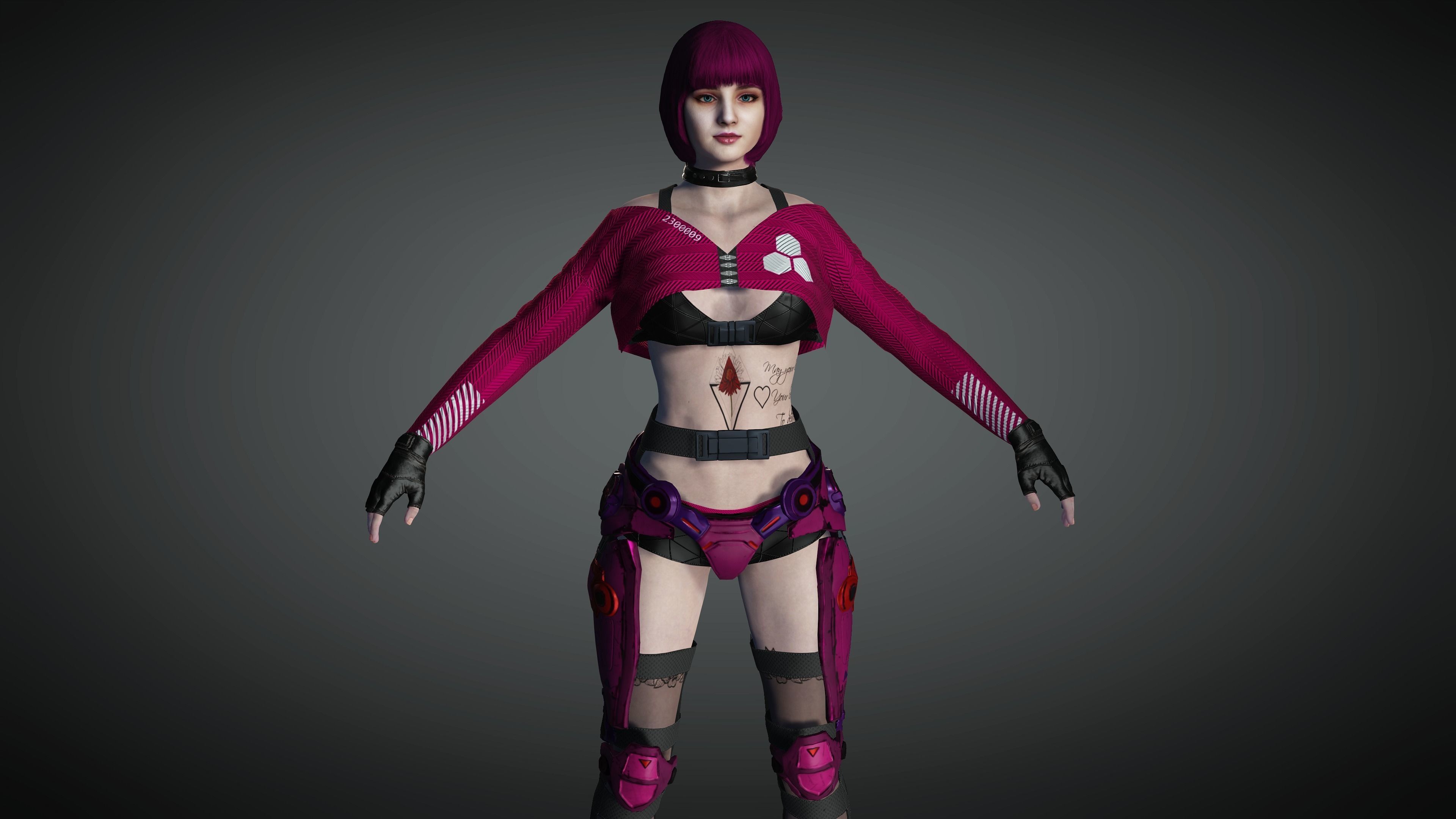 AAA Cyber Punk Female Character 02 Low-poly 3D model_1