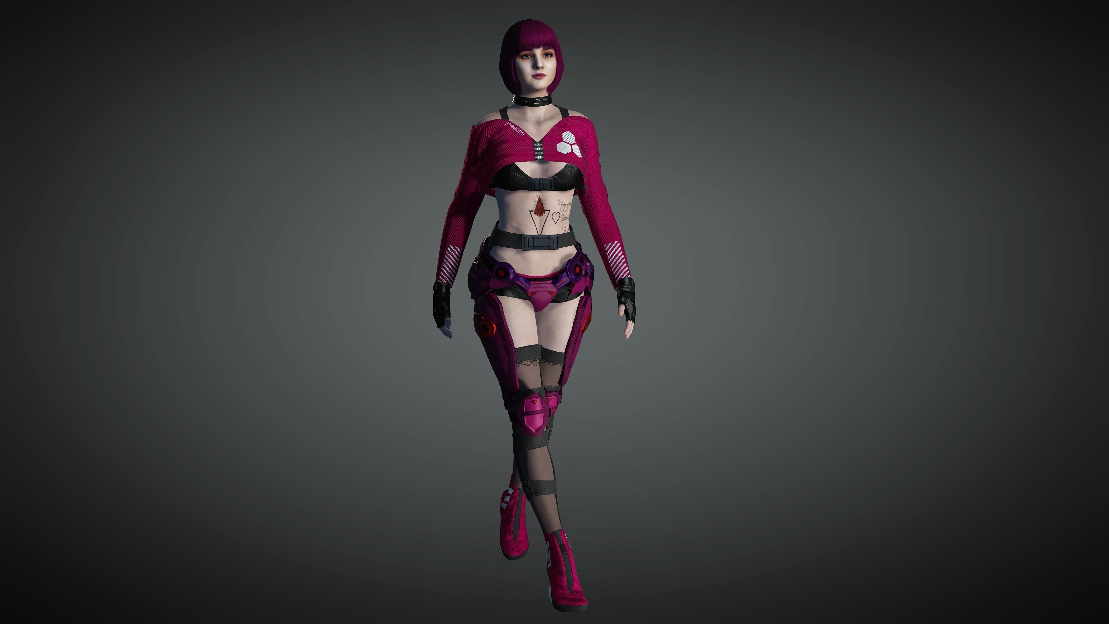 AAA Cyber Punk Female Character 02 Low-poly 3D model_16